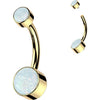 Titanium Belly Button Piercing Opal Round Silver Internally Threaded