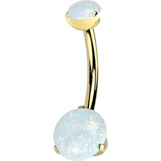 Titanium Belly Button Piercing Opal Dimple setting Internally Threaded