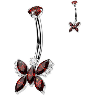 Titanium Belly Button Piercing butterfly zirconia Internally Threaded