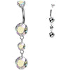 Titane Piercing Nombril pendentif zircones Filetage Interne