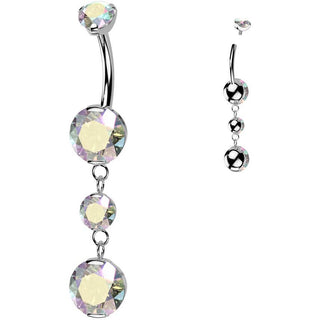 Titane Piercing Nombril pendentif zircones Filetage Interne