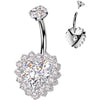 Titanium Belly Button Piercing heart zirconia Internally Threaded