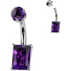 Titanium Belly Button Piercing rectangle natural gem stone Internally Threaded