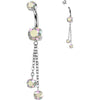 Titanium Belly Button Piercing zirconia chain dangle Internally Threaded
