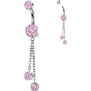 Titanium Belly Button Piercing zirconia chain dangle Internally Threaded