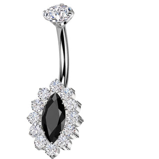 Titanium Belly Button Piercing zirconia marquise cut Internally Threaded