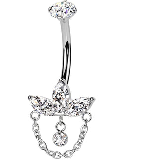 Titanium Belly Button Piercing zirconia chain dangle Internally Threaded