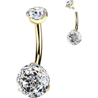 Titanium Belly Button Piercing double zirconia Internally Threaded