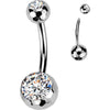 Titanium Belly Button Piercing double zirconia