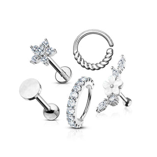 Value Pack Set Labret Barbell Bendeble Hoop Ring, 5  pieces
