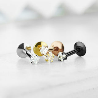 Labret Square Zirconia Internally Threaded, 4  pieces