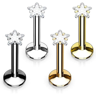 Labret Star Zirconia Internally Threaded, 4  pieces