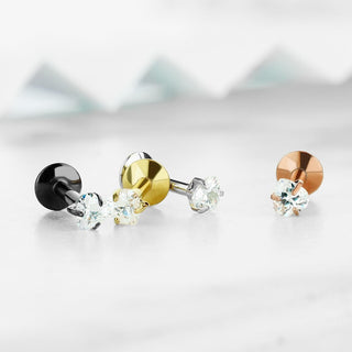 Labret Heart Zirconia Internally Threaded, 4  pieces