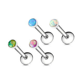 Labret Opale Ronde Plate Filetage Interne, 4 morceaux