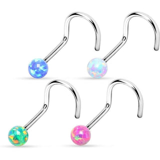 Nose Screw Ball Opal Silver, 4  pieces