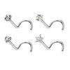 Nose Screw Set Zirconia Silver, 4  pieces