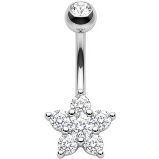 Piercing Nombril Fleur en Cristal Cinq Pétales