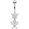 Piercing Nombril Fleur Cristal Pendentif Papillon