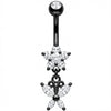 Piercing Nombril Fleur Cristal Pendentif Papillon