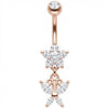 Piercing Nombril Fleur Cristal Pendentif Papillon