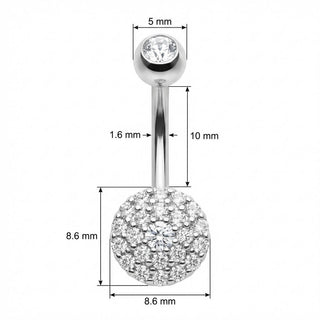 Piercing Nombril Disque Rond Pavé Cristaux