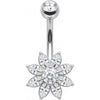 Piercing Nombril Fleur Cristaux Taille Marquise