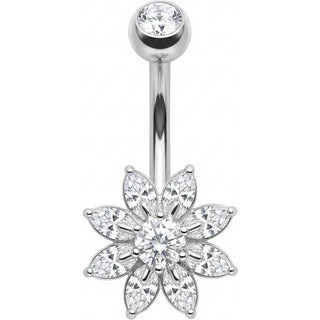 Piercing Nombril Fleur Cristaux Taille Marquise