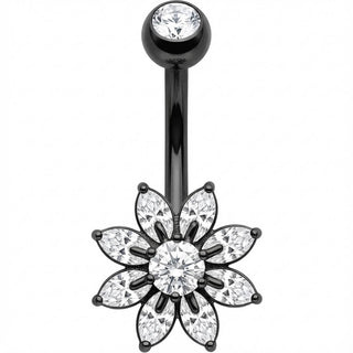 Piercing Nombril Fleur Cristaux Taille Marquise