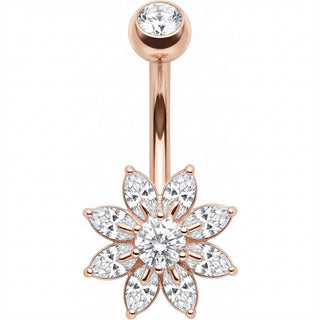 Piercing Nombril Fleur Cristaux Taille Marquise