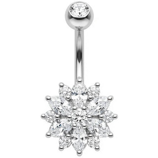Piercing Nombril Fleur Cristaux Marquise Éclatante