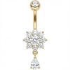 Piercing Nombril Fleur Cristal et Pendentif Goutte