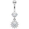 Piercing Nombril Pendentif Fleur en Cristal