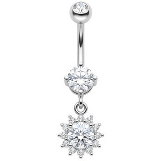 Piercing Nombril Pendentif Fleur en Cristal
