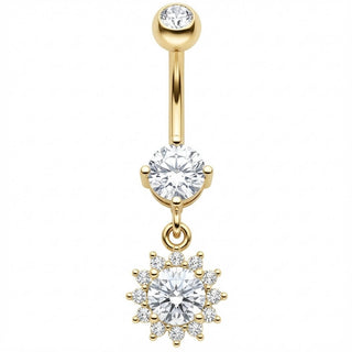 Piercing Nombril Pendentif Fleur en Cristal