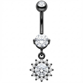 Piercing Nombril Pendentif Fleur en Cristal