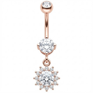 Piercing Nombril Pendentif Fleur en Cristal