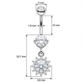 Piercing Nombril Pendentif Fleur en Cristal