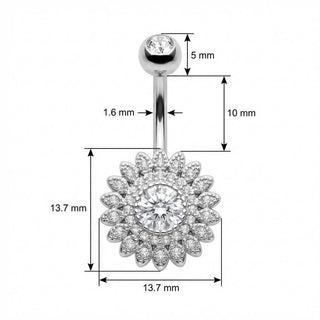 Piercing Nombril Tournesol Pavé de Cristaux