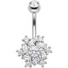 Piercing Nombril Flocon Cristal Baguette Cluster