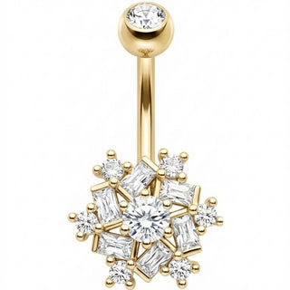 Piercing Nombril Flocon Cristal Baguette Cluster