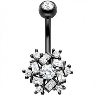 Piercing Nombril Flocon Cristal Baguette Cluster