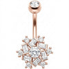 Piercing Nombril Flocon Cristal Baguette Cluster