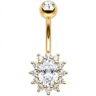 Piercing Nombril Halo Cristal Ovale Rayonnant