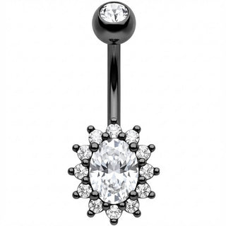 Piercing Nombril Halo Cristal Ovale Rayonnant