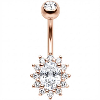 Piercing Nombril Halo Cristal Ovale Rayonnant