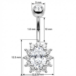 Piercing Nombril Halo Cristal Ovale Rayonnant