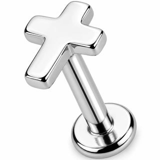 Titanium Labret Rounded Cross Shape Top Internally Threaded