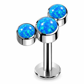 Titanium Labret Triple Opal Curve Internally Threaded