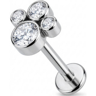 Titane Labret Empreinte de Patte Scintillante Filetage Interne