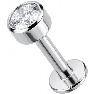 Titane Labret Cristal Rond Serti Clos Filetage Interne